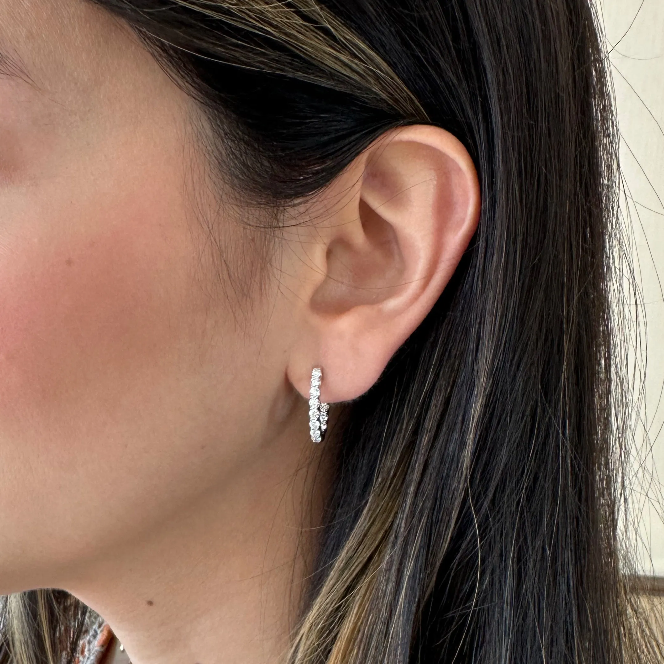 1 ct Diamond Interior & Exterior Huggie Earrings