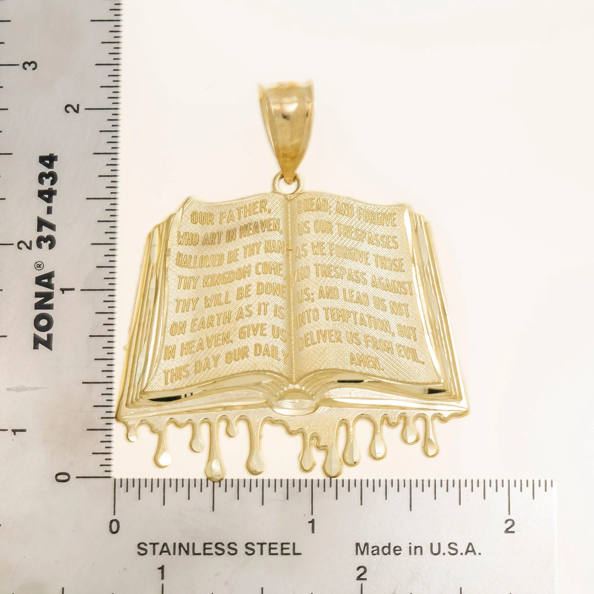 10K GOLD DRIPPING BIBLE PENDANT 8.1G