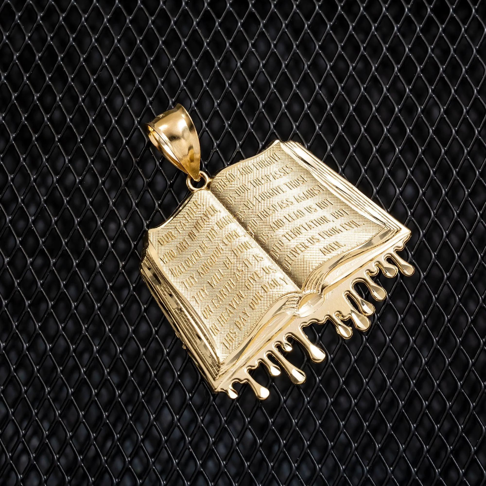 10K GOLD DRIPPING BIBLE PENDANT 8.1G