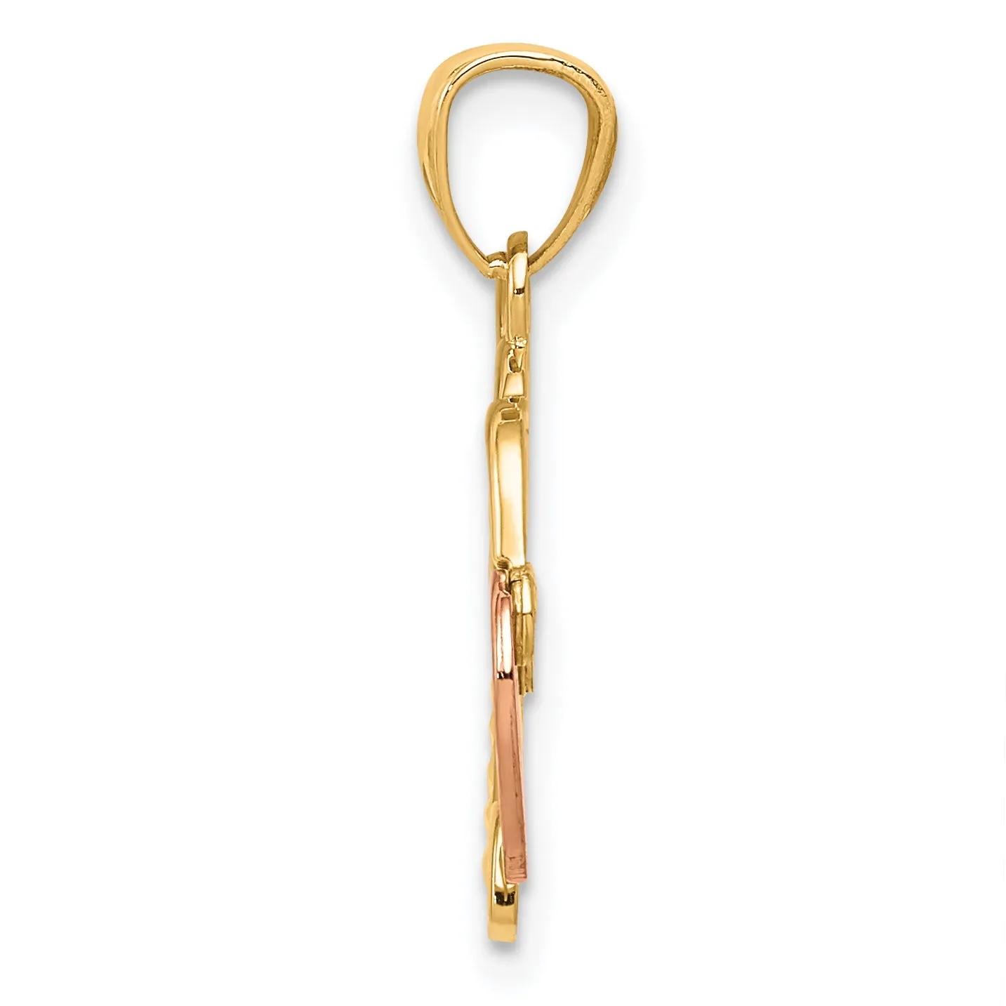 14k Two-Tone Gold Heart Lock and Key Pendant