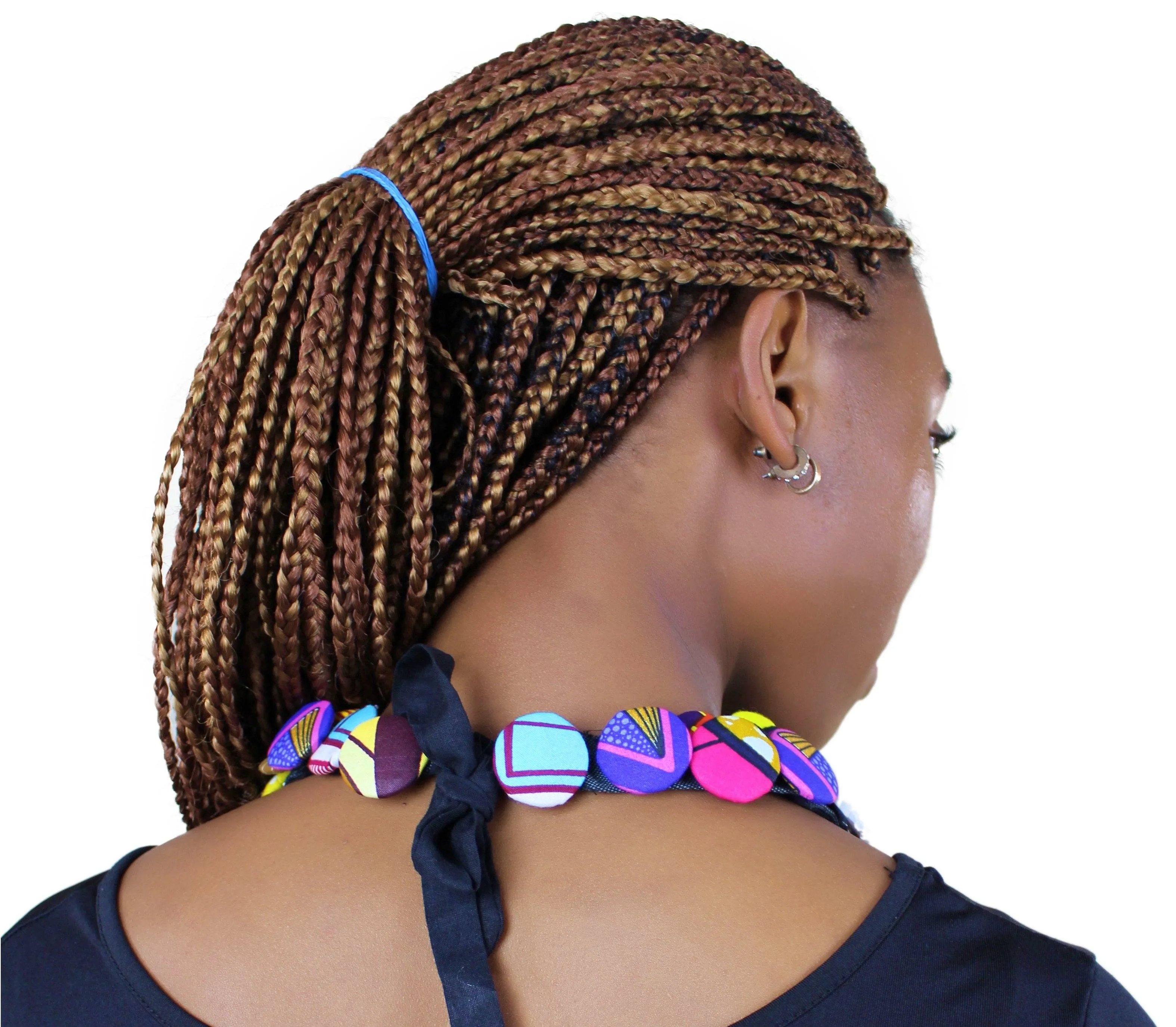 African Print Colorful Buttons Bib Necklaces