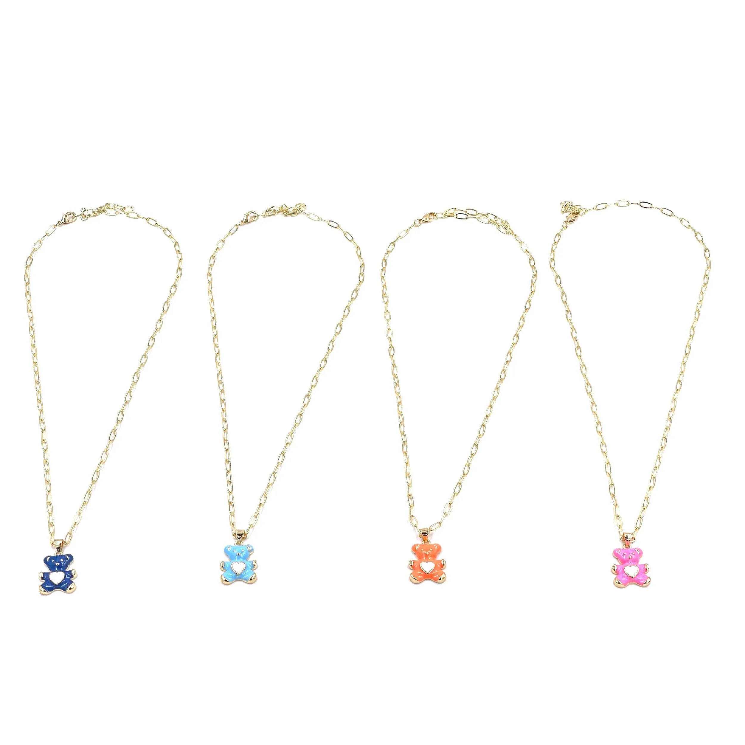 Ashley Gold Stainless Steel Gold Plated Colorful Bear Necklace
