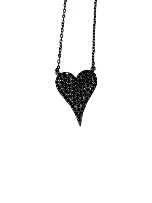 Black Diamond look Heart Necklace
