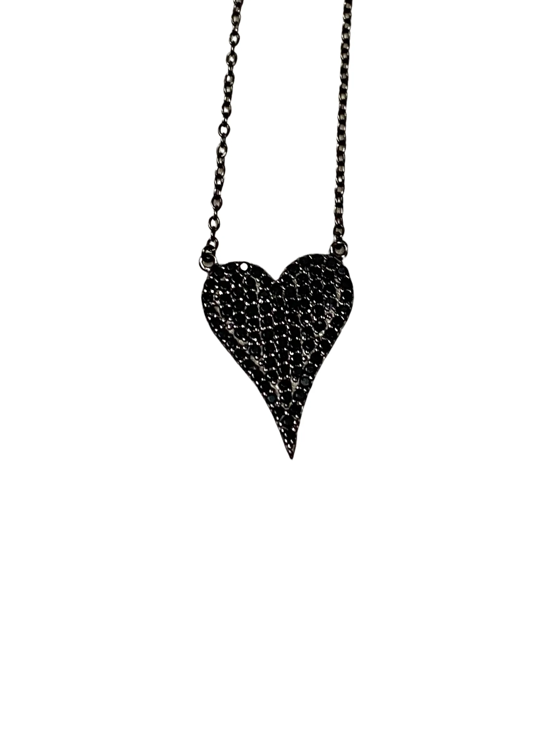 Black Diamond look Heart Necklace