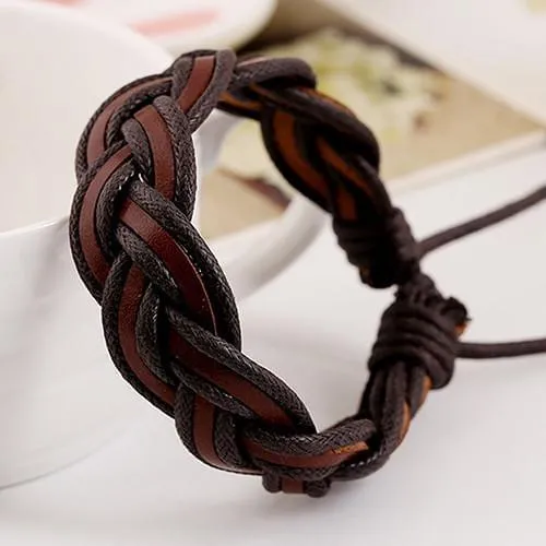 Braided Charm Faux Leather Bracelets