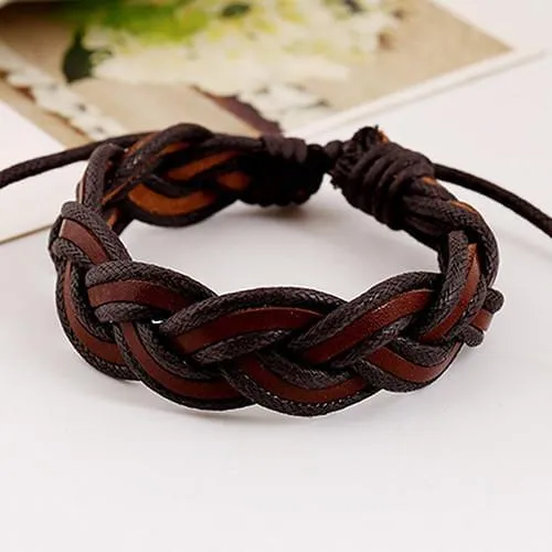 Braided Charm Faux Leather Bracelets