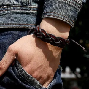 Braided Charm Faux Leather Bracelets