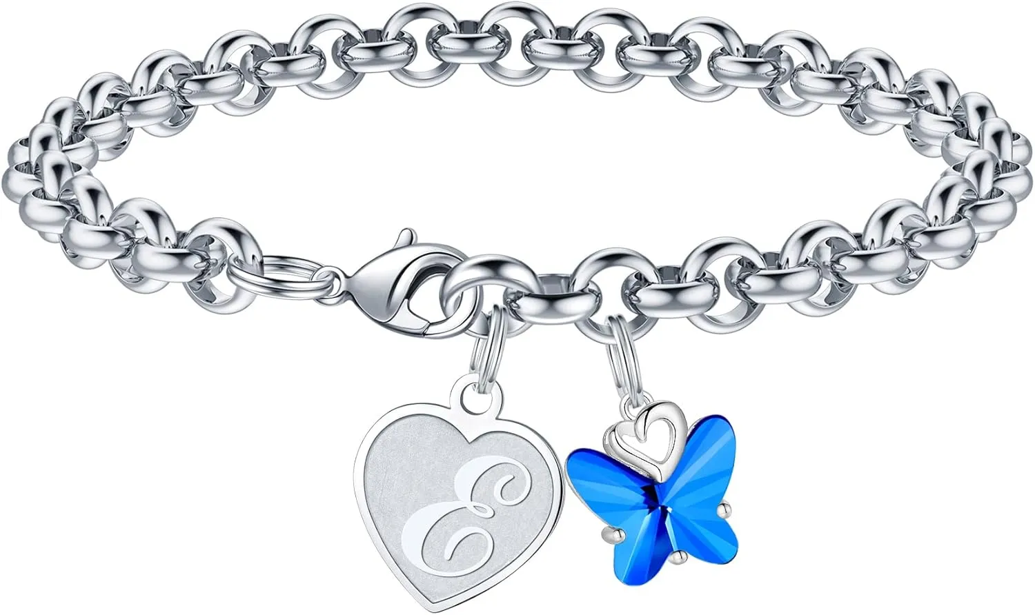 Butterfly Initial Bracelets for Girls, Heart Bracelets for Girls Charm Bracelets for Girls Butterfly Gifts for Girls E Bracelets Charm Bracelets Butterfly Charm Bracelets for Girls Initial Bracelets