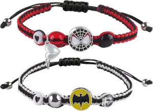 Couples/Matching Bracelets,Friendship Bracelets,Bat/Spider/kitty Bracelets sets with Couple Rings, Birthday Jewelry Gifts for Gf and Bf Soulmate,Matching Gifts for Husband Wife Son Daughters BFF