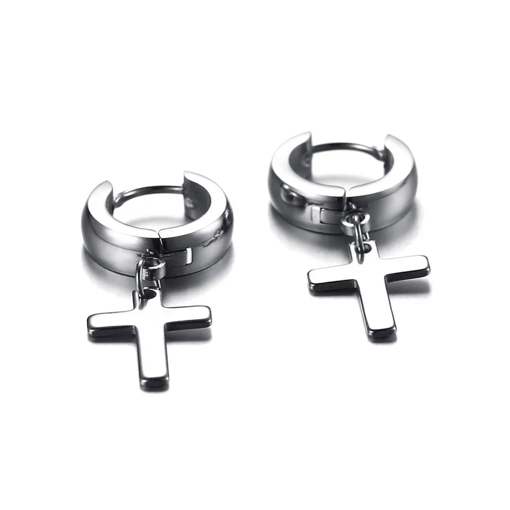 CROSS PENDANTS HOOPS EARRING