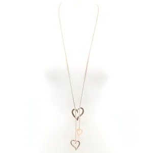 Cutout heart pendants with feature heart on long snake chain