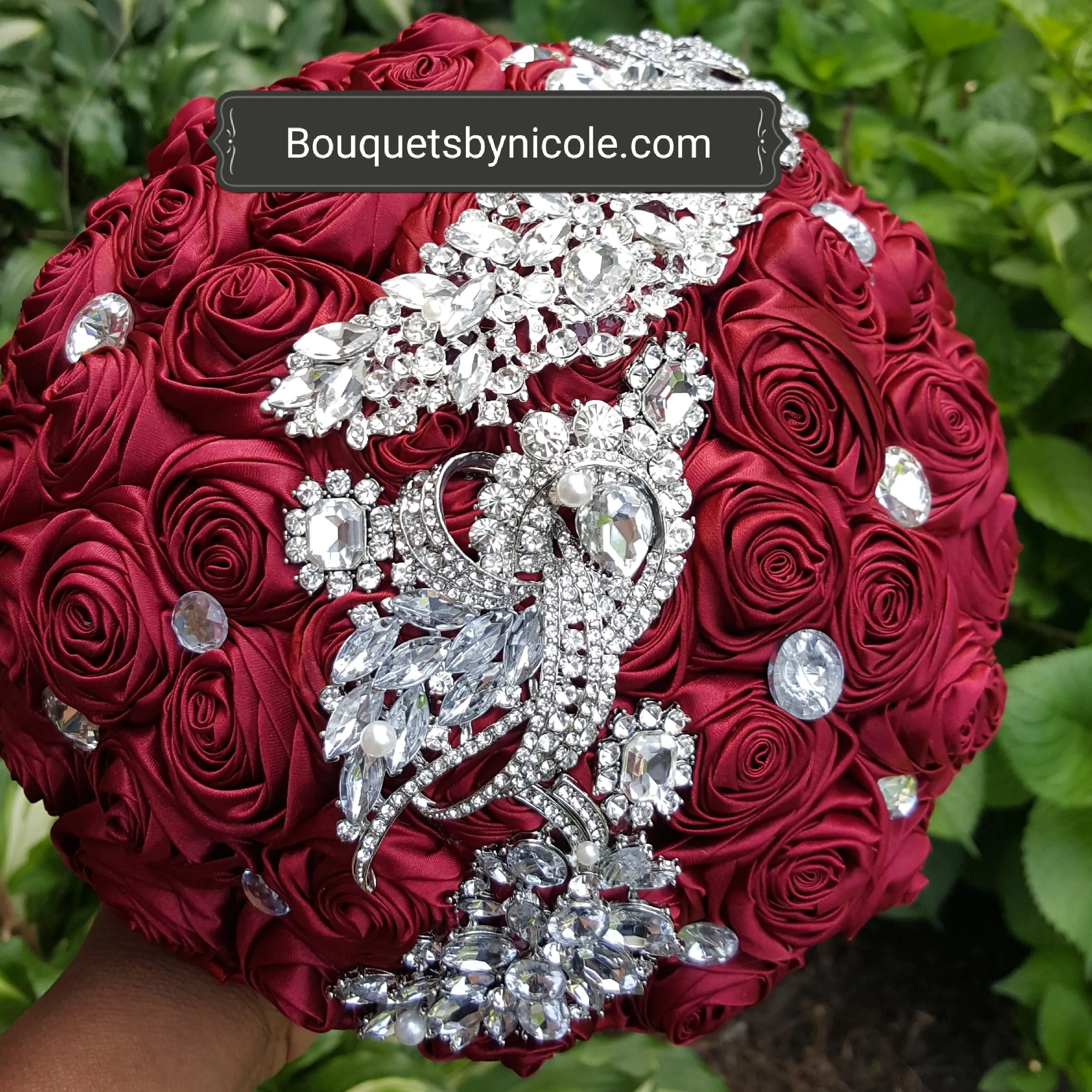 Deluxe Satin Roses Brooch Bouquet or DIY KIT ~ SADE