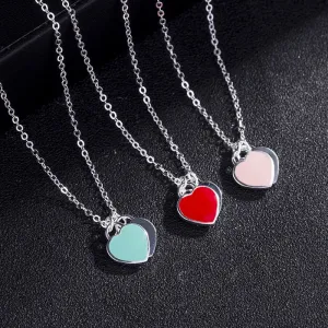 Double Heart Pendant Necklace Pure S925 Sterling Silver Jewelry Charm Brand Design Necklaces For Women Logo Fashion Jewelry