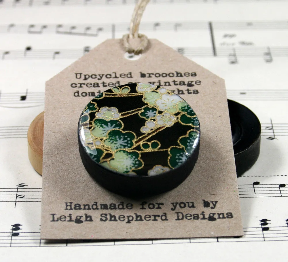 Draughts Piece Brooch - Sakura Green