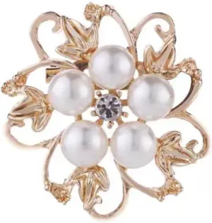 Elegant Imitation Pearl Floral Brooch Pin Crystal Pearls Flower Brooches for Women Jewelry