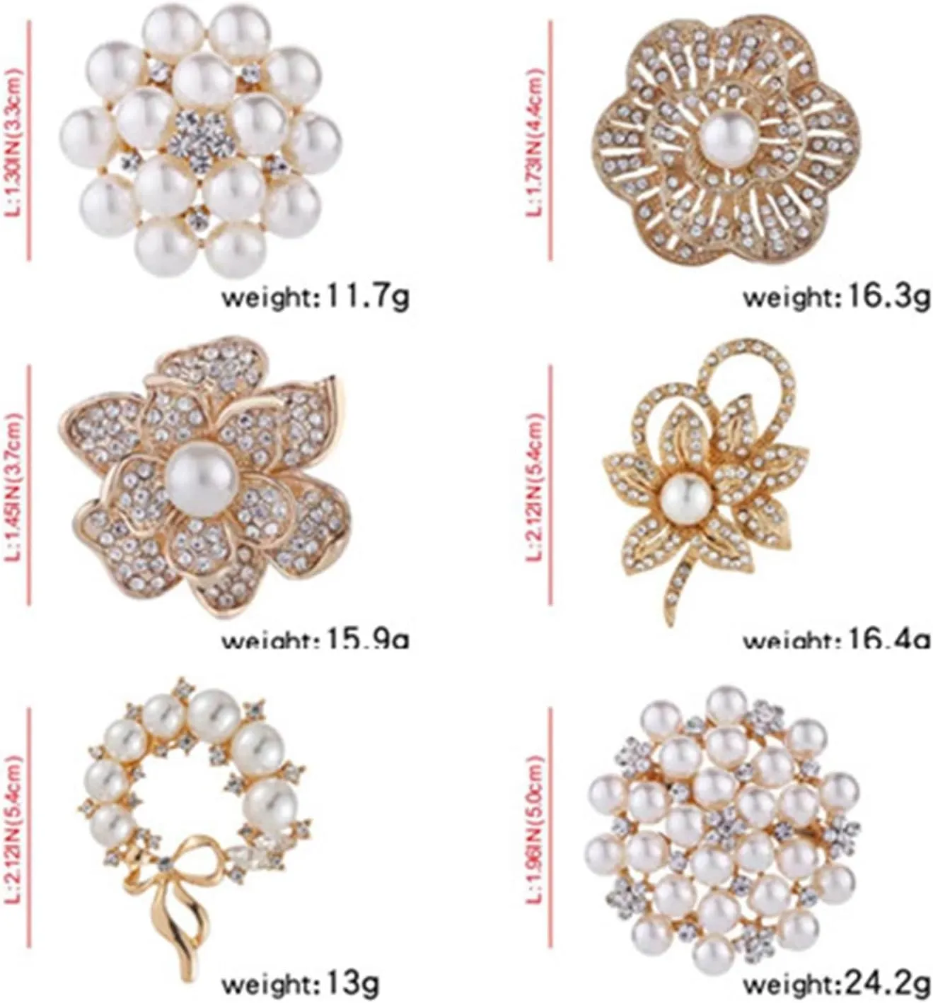 Elegant Imitation Pearl Floral Brooch Pin Crystal Pearls Flower Brooches for Women Jewelry
