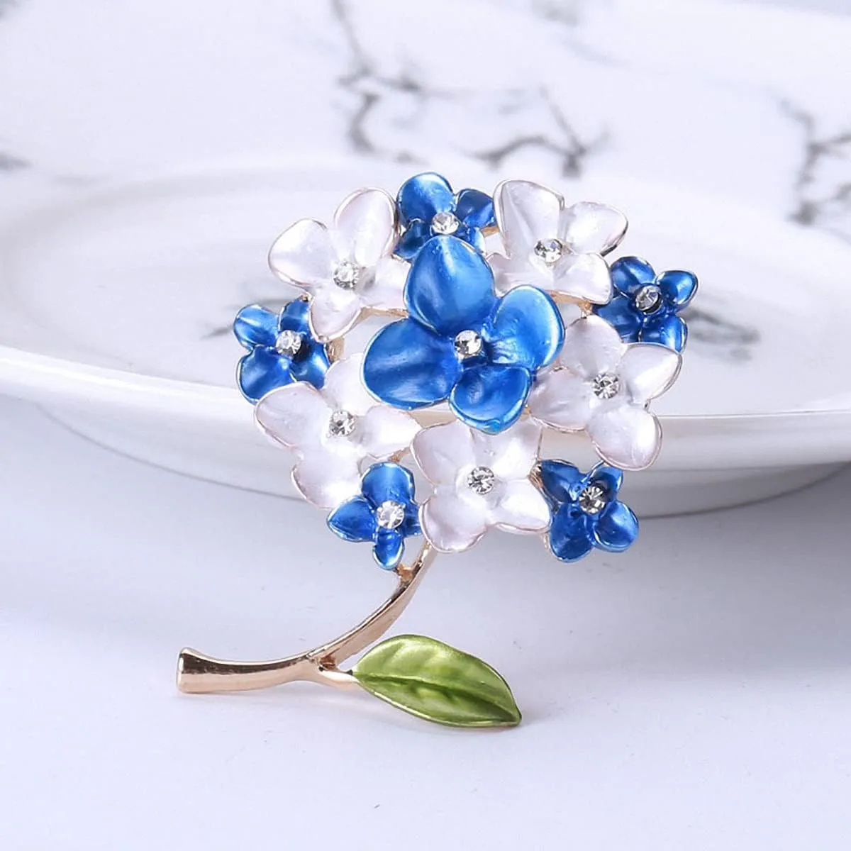 Enamel Purple Lilac Flower Brooches Women Collar Hydrangea Weddings Brooch Pins