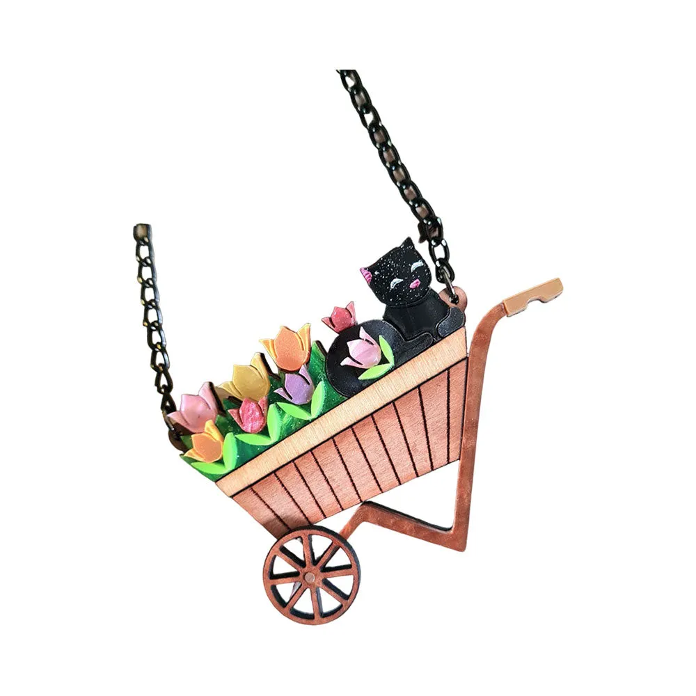 Floral Garden Wheelbarrow Necklace by Cherryloco Jewellery