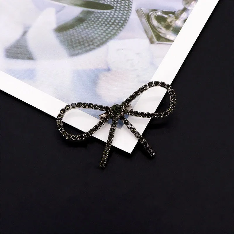 French Style Shiny Pin Bow Knot Rhinestone Inlay Rhinestones Unisex Brooches