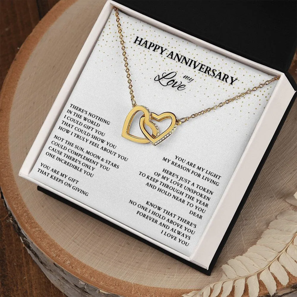 Happy Anniversary Gift, Interlocking Hearts Gift for Wife, Wife Anniversary Gift, Gold Heart Anniversary Gift, custom Anniversary Necklace