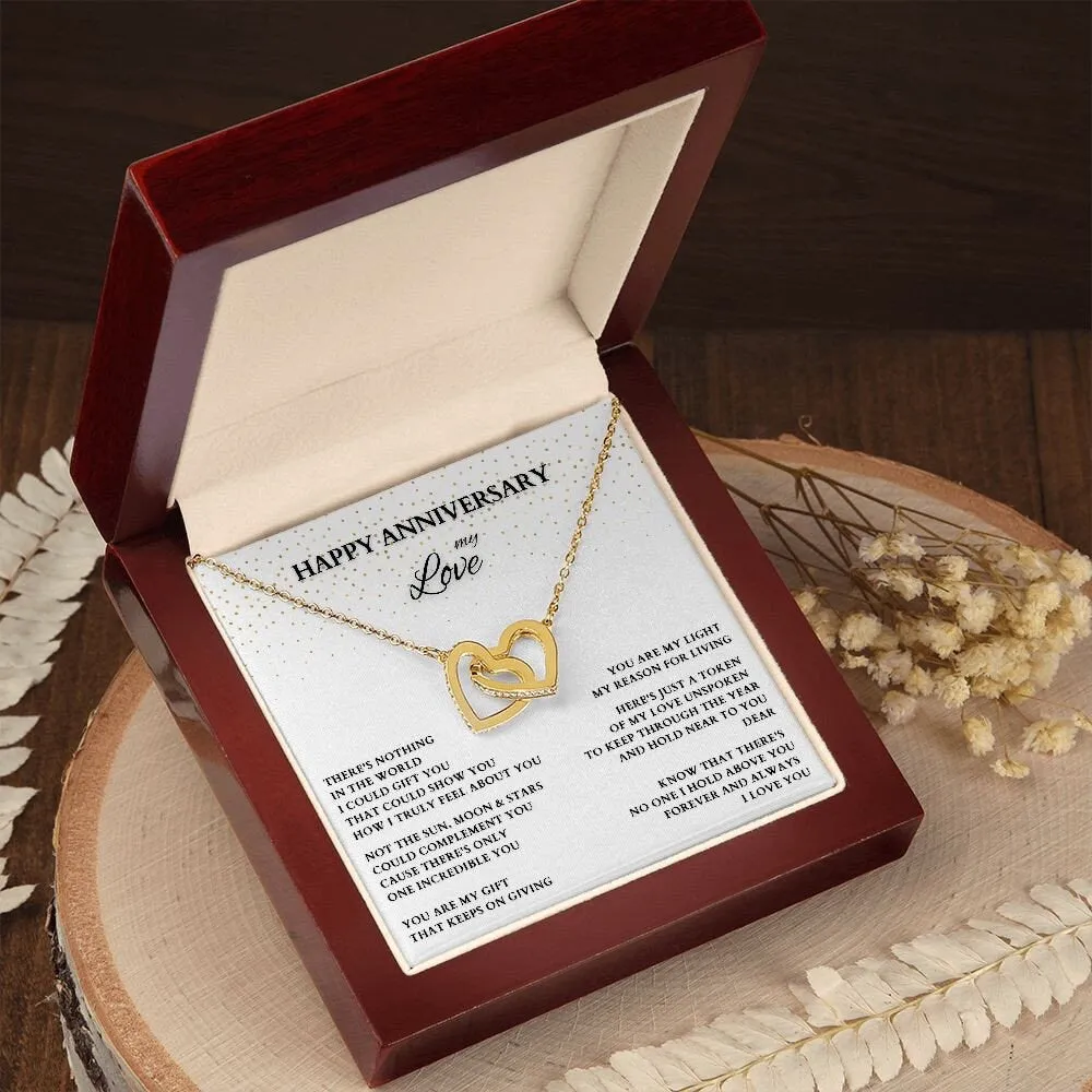Happy Anniversary Gift, Interlocking Hearts Gift for Wife, Wife Anniversary Gift, Gold Heart Anniversary Gift, custom Anniversary Necklace