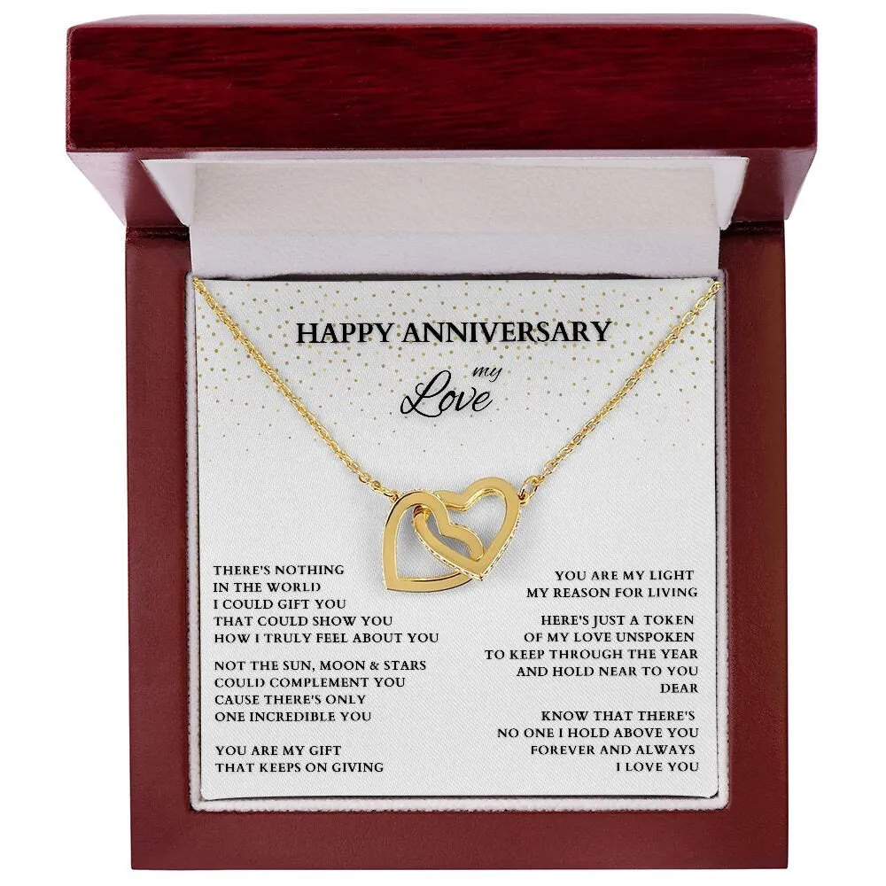 Happy Anniversary Gift, Interlocking Hearts Gift for Wife, Wife Anniversary Gift, Gold Heart Anniversary Gift, custom Anniversary Necklace