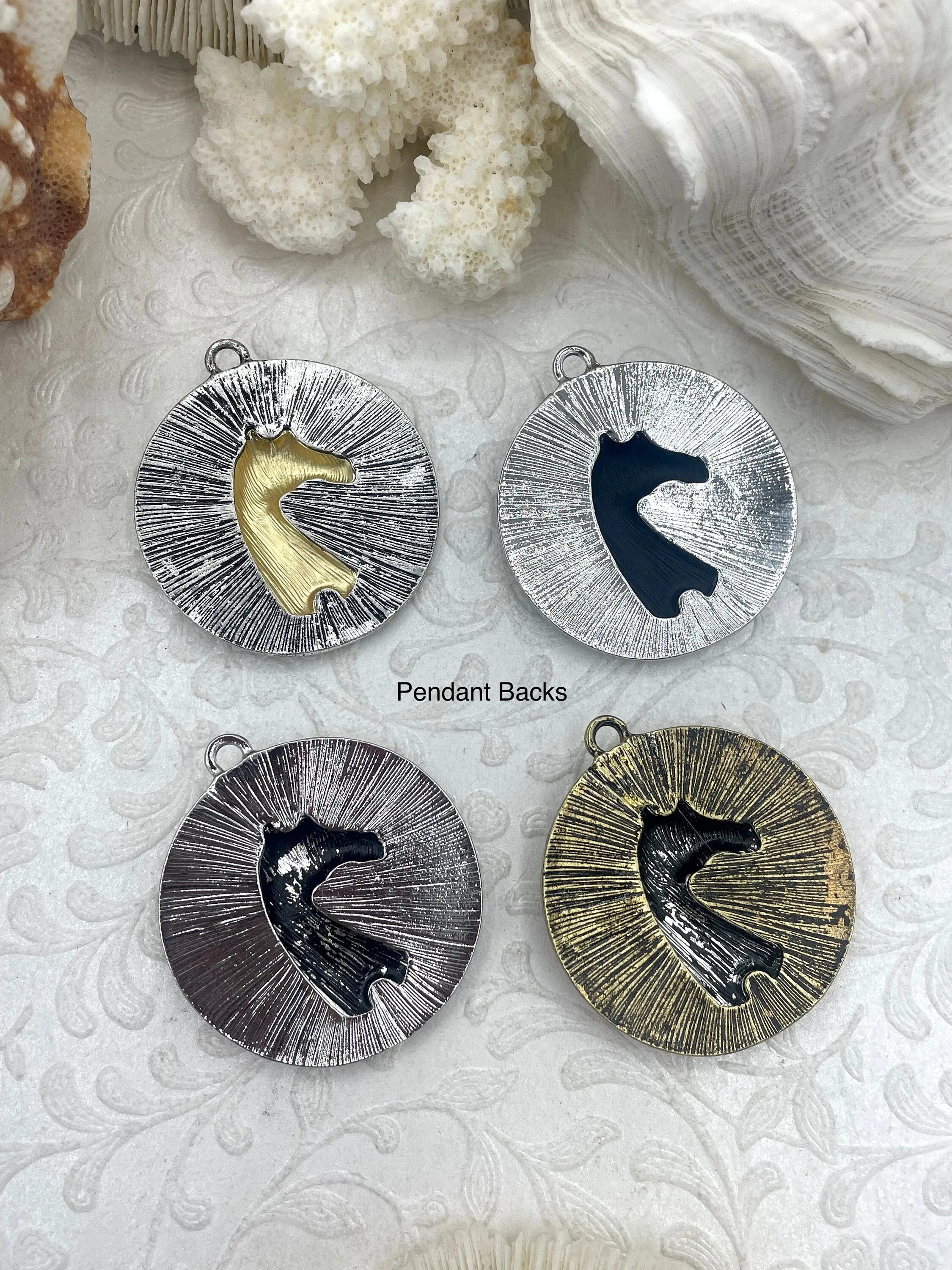 Horse Pendant with CZ, Round Horse Charm, Equestrian Charm, Horse Pendant, Equestrian Pendant, Zinc Alloy & Cubic Zirconia, Fast Ship