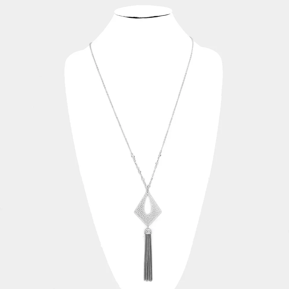 iLLASPARKZ Antique Filigree Metal Fringe Long Necklace