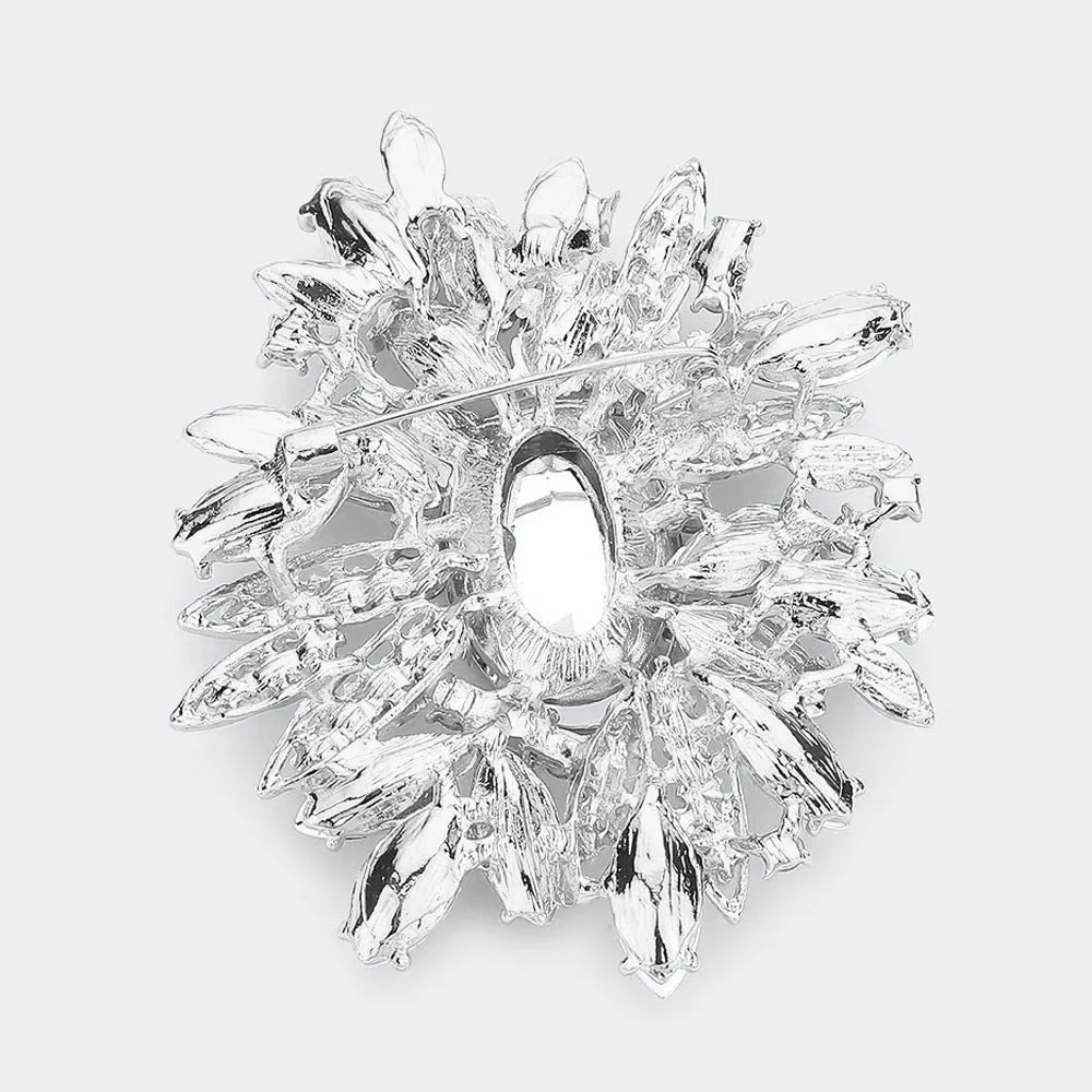 iLLASPARKZ Crystal Flower Leaf Cluster Pin Brooch