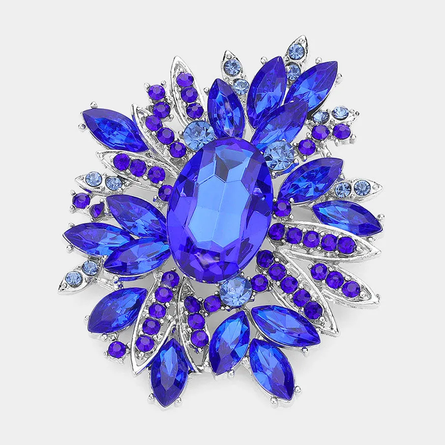 iLLASPARKZ Crystal Flower Leaf Cluster Pin Brooch