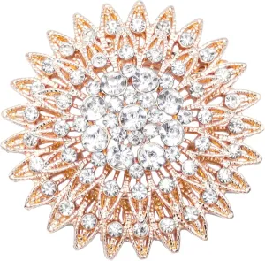 Jewelry Large Gold Rhinestone Floral Flower Brooch Pins Corsage Bouquet for Wedding Banquet Christmas Party Valentine's Day Gift for Women Men Bridal Wife Mom