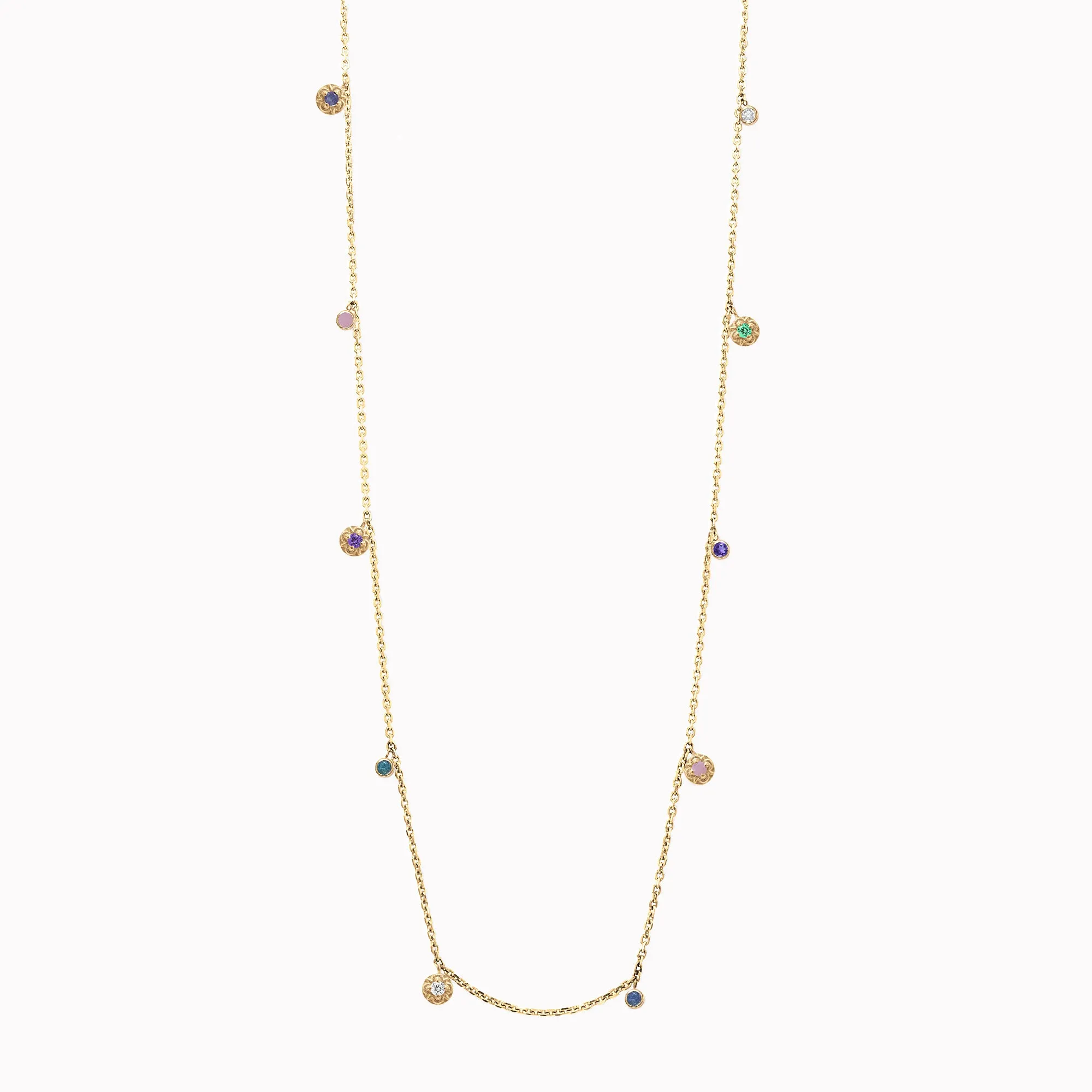 Love Drop Necklace With Floral Florets - "Loved"