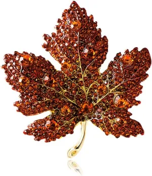Maple Leaf Brooch Pin for Women, Rhinestone Crystal Leaf Shape Brooch Pin Premium Women Exquisite Luxury Simple Maple Leaf Brooch