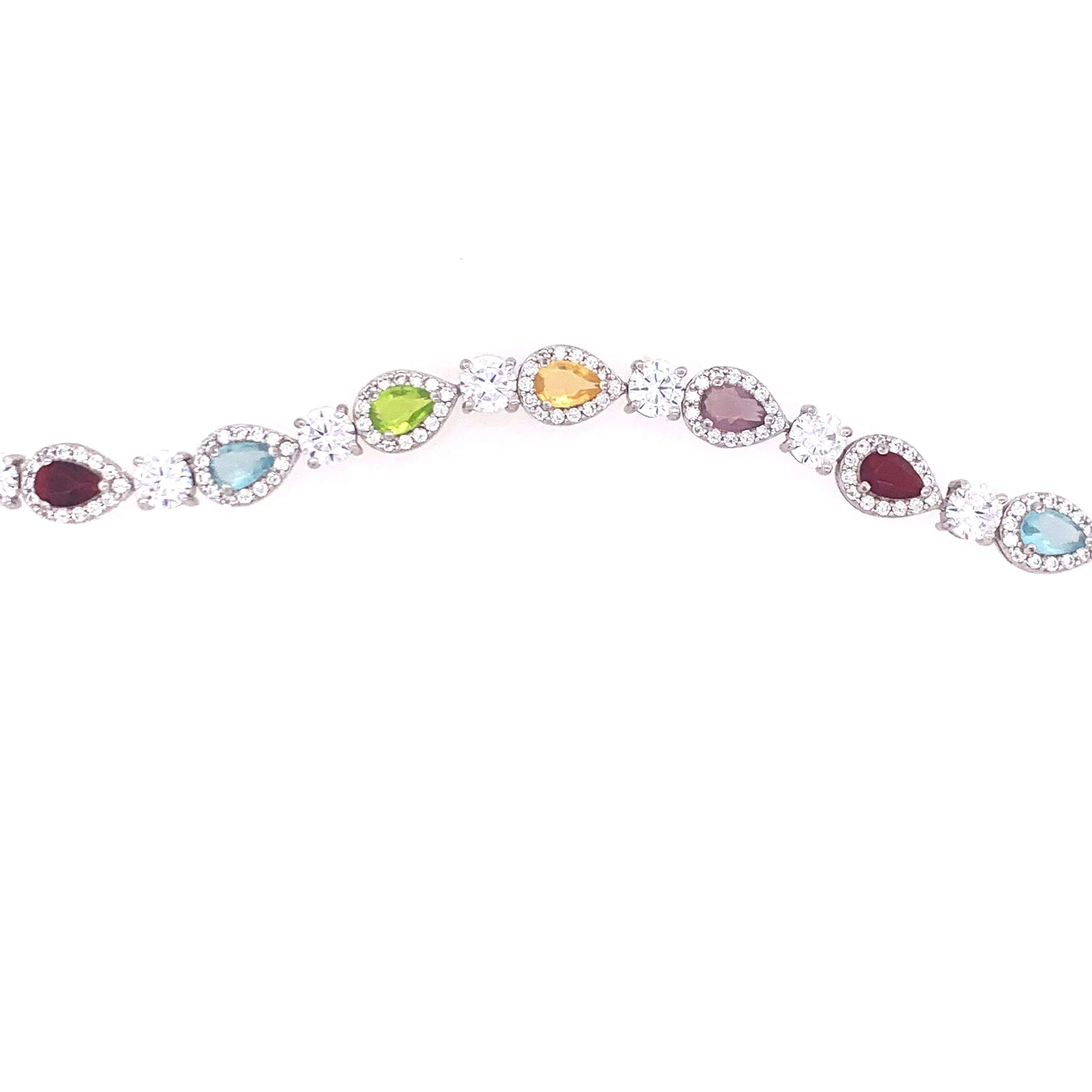 Mutli Colored Halo Set Cubic Zirconia Teardrop Bracelet