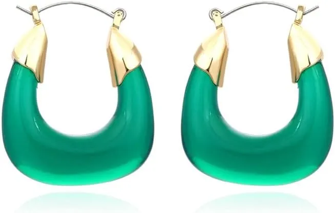 Novelty Women Resin Hoop Earrings Handmade Designer Bohemian Vintage Unique Hoop Earrings Lightweight