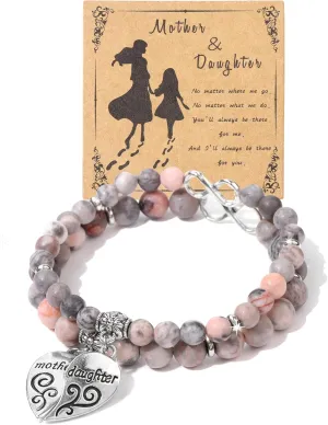 Raicegs Unique Mom Birthday Gift - Moonstone Heart Mom Bracelet for Women