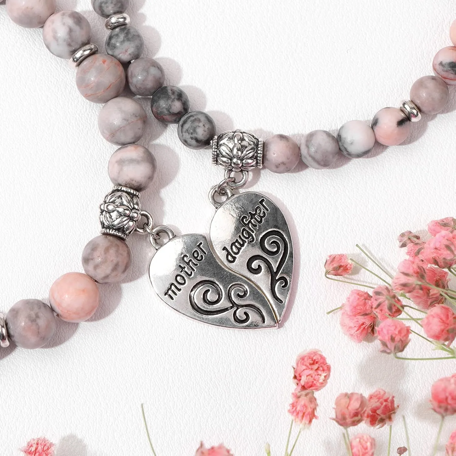 Raicegs Unique Mom Birthday Gift - Moonstone Heart Mom Bracelet for Women