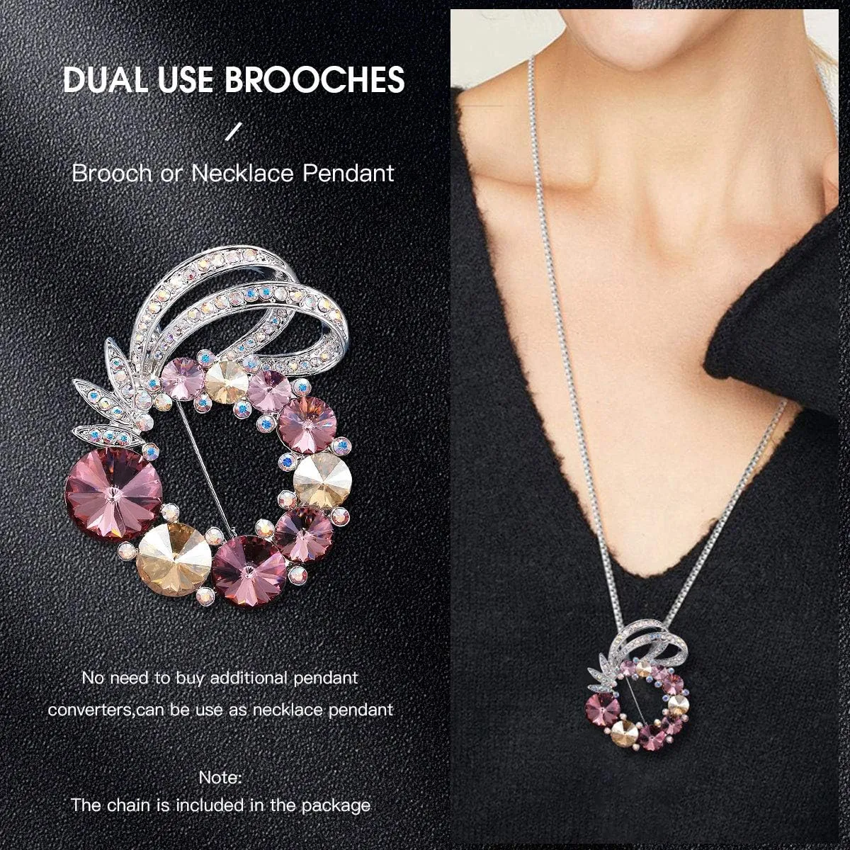 RAINBOW BOX Brooches for Women Fashion,Rhinestone Brooch from Crystal Jewelry Women's Brooches & Pins