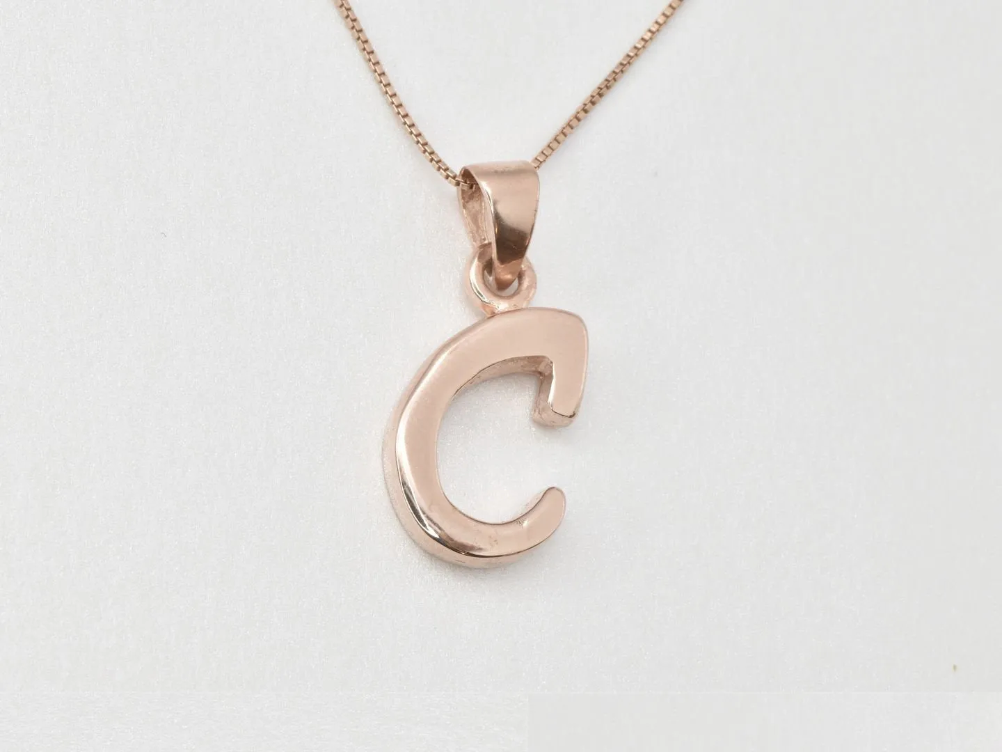 Rose Gold Letter C Pendant - Pink Letter Necklace - Alphabet Letter Necklace
