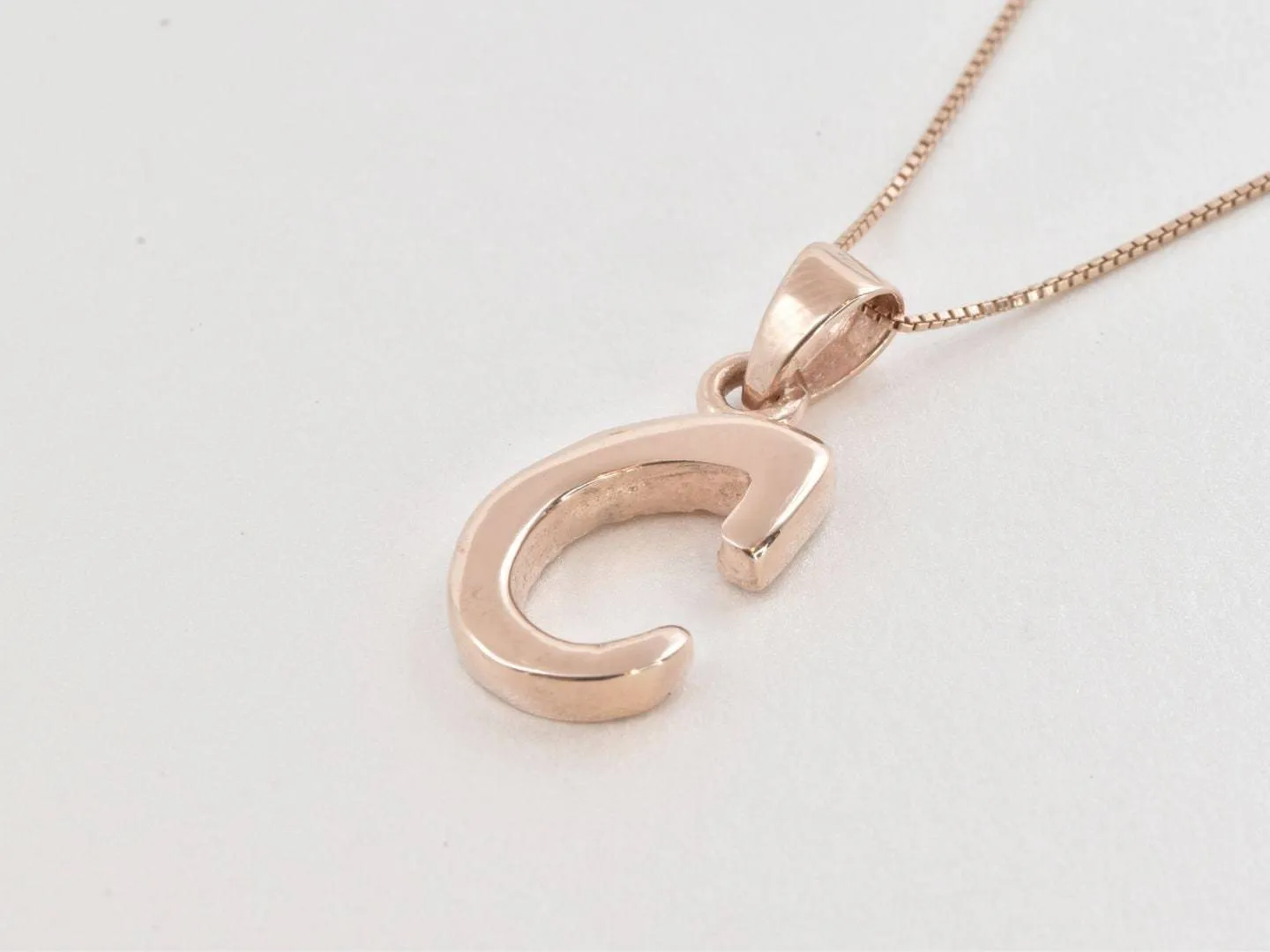Rose Gold Letter C Pendant - Pink Letter Necklace - Alphabet Letter Necklace