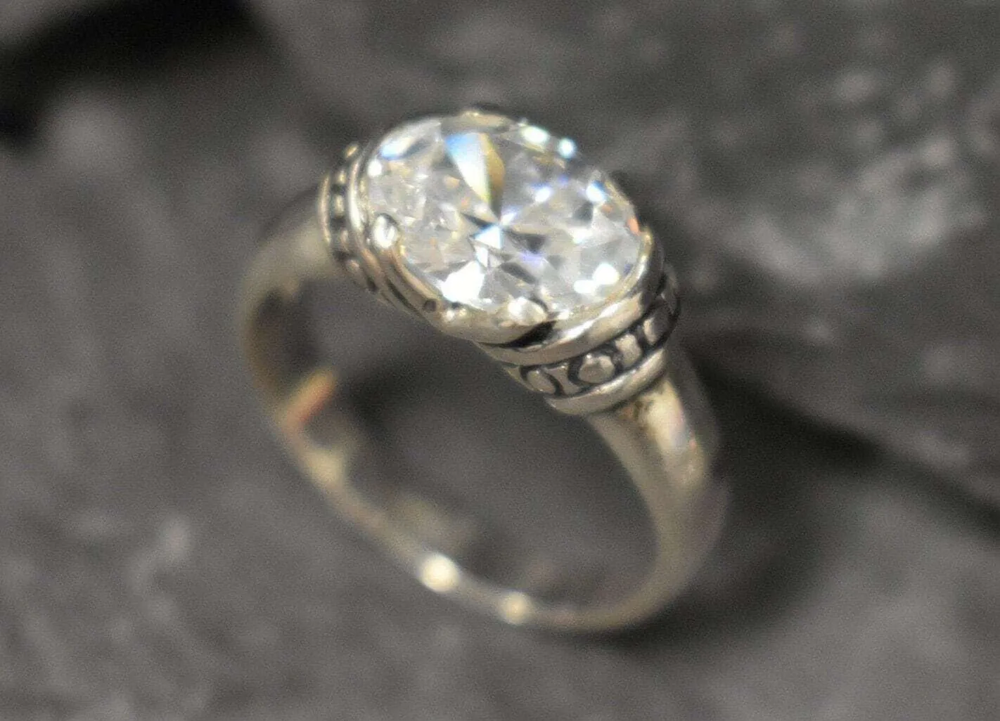Sparkly Diamond Ring - Clear Boho Ring - Vintage Tribal Ring