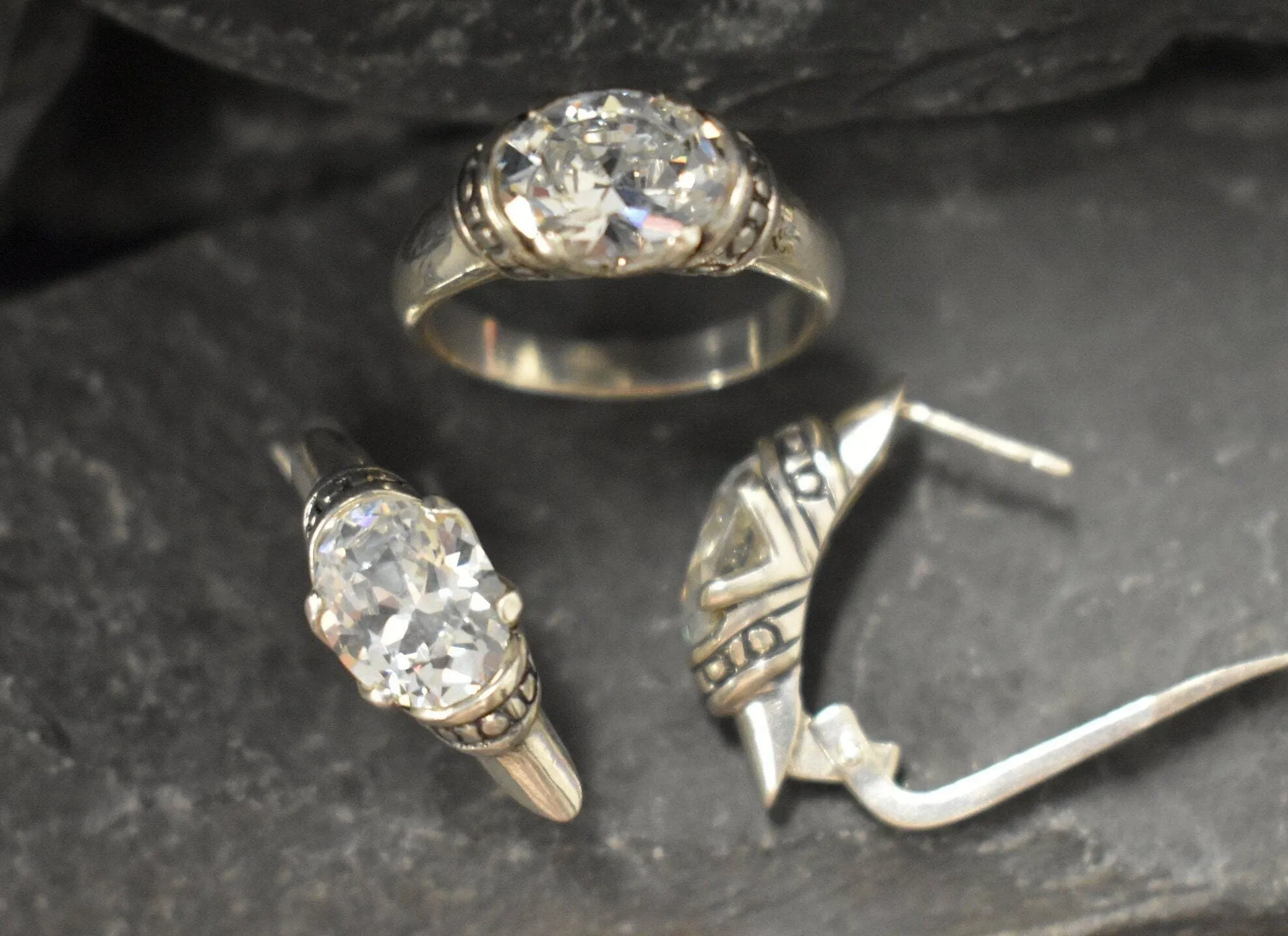 Sparkly Diamond Ring - Clear Boho Ring - Vintage Tribal Ring