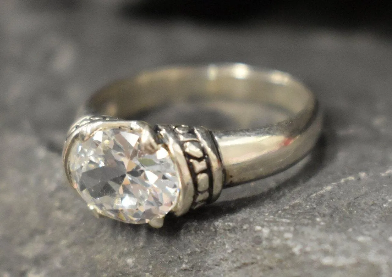 Sparkly Diamond Ring - Clear Boho Ring - Vintage Tribal Ring
