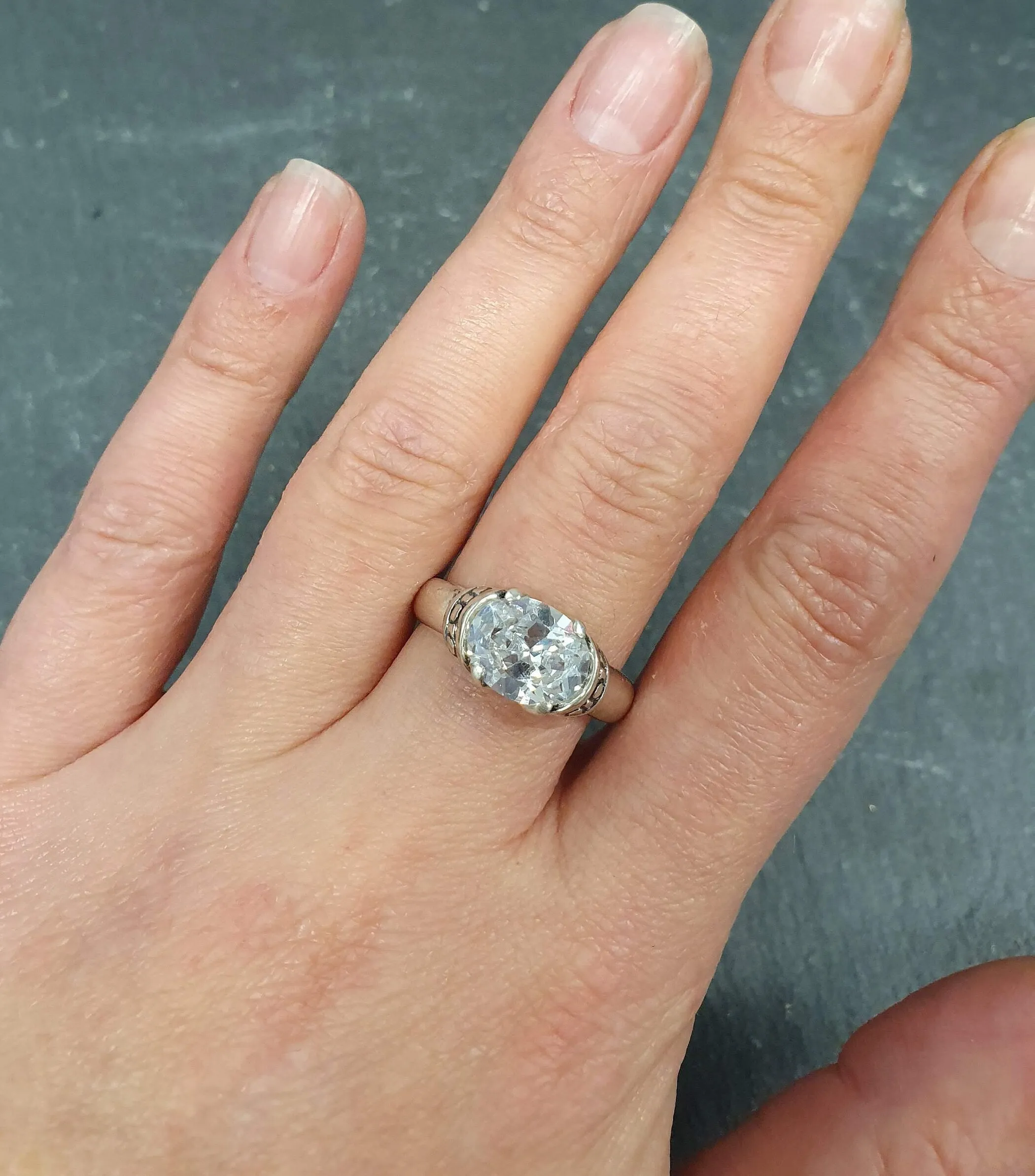 Sparkly Diamond Ring - Clear Boho Ring - Vintage Tribal Ring