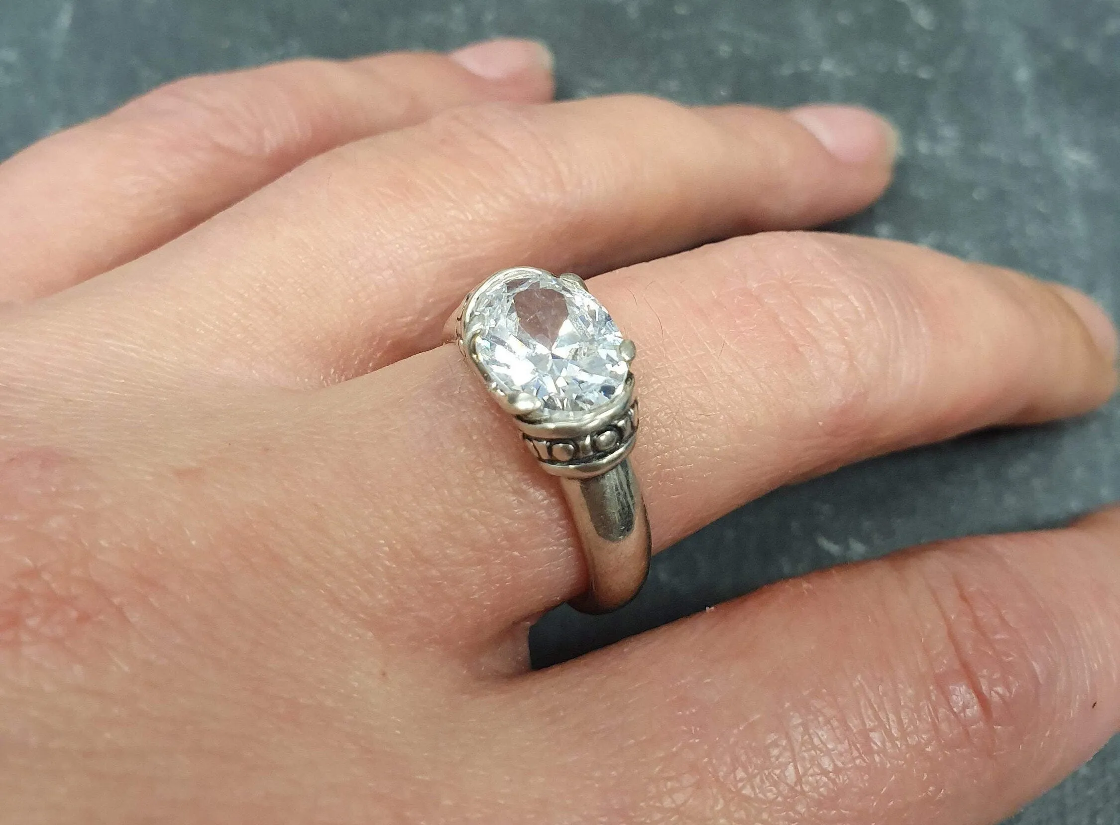 Sparkly Diamond Ring - Clear Boho Ring - Vintage Tribal Ring