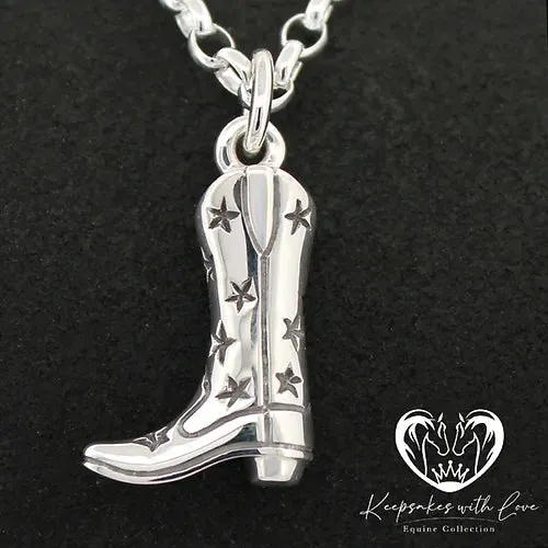 Sterling Silver Western Star Boot Pendant
