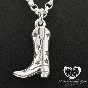 Sterling Silver Western Star Boot Pendant