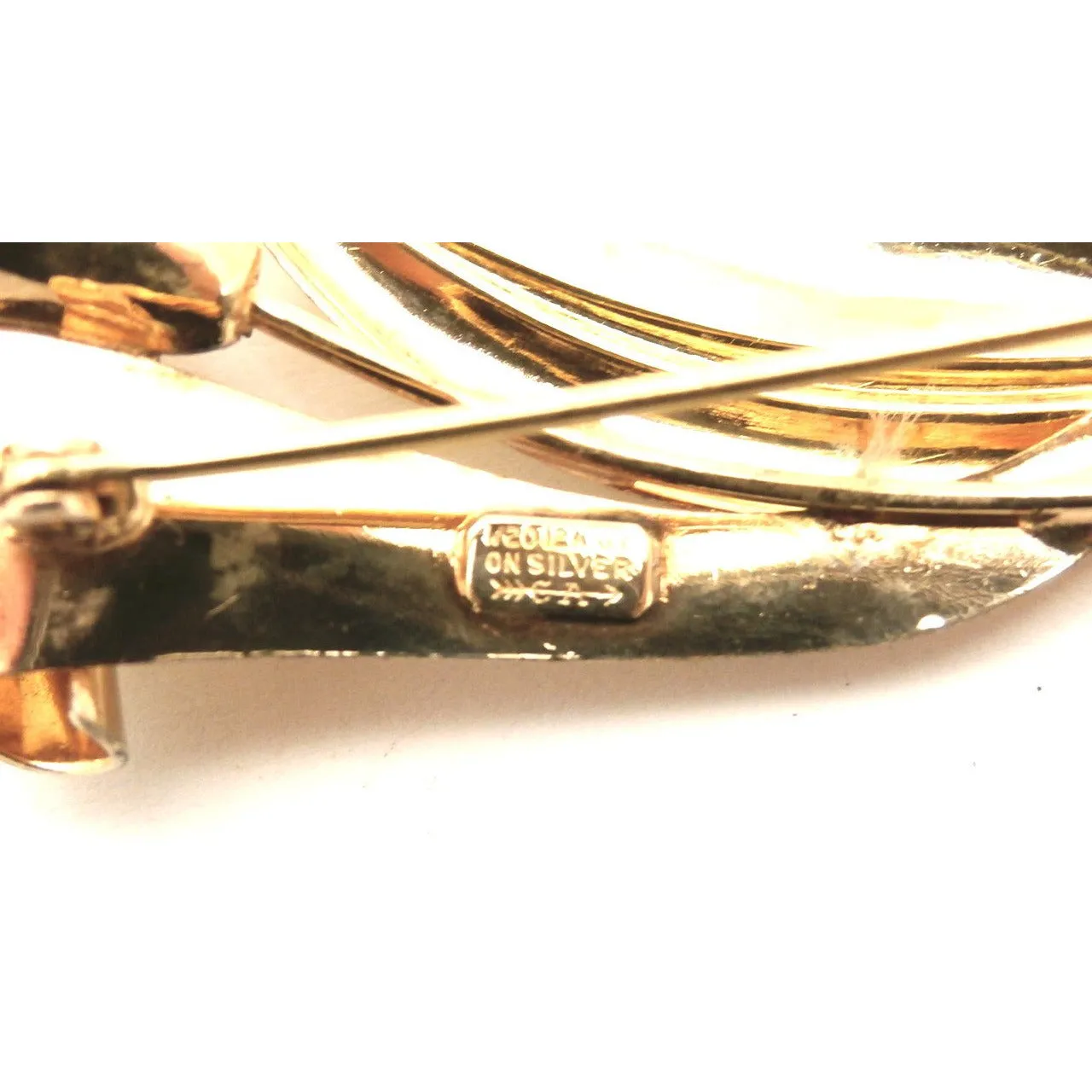 Vintage LARGE Cal-Art Brooch Sterling & 1/20th  12K GF 1940s 3"