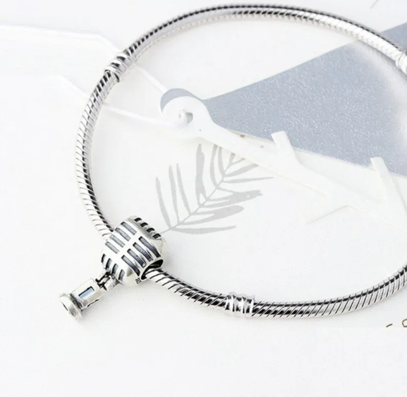 Vintage Microphone Crystal Charm 925 Sterling Silver