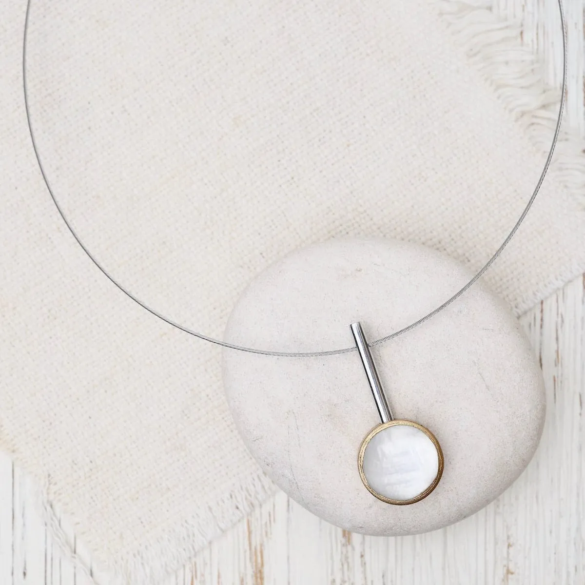 White Drop Circle Pendant